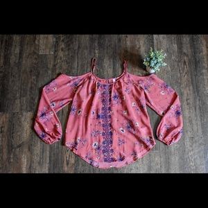 Pink floral off the shoulder stop